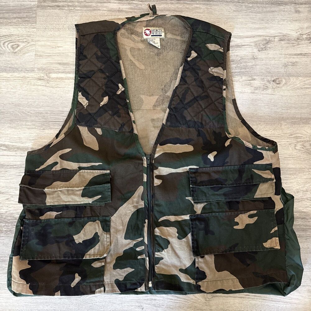 Sports Afield Woodland Camouflage Outdoor Hunting Shooting Vest Mens XXL